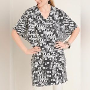 Chico’s Dress / Blouse Geometric Pattern V Neck Tunic Size 0